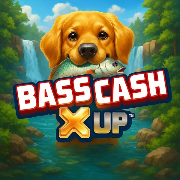 Bass Cash X UP slot logo by Alchemy Gaming at Wild Robin Casino