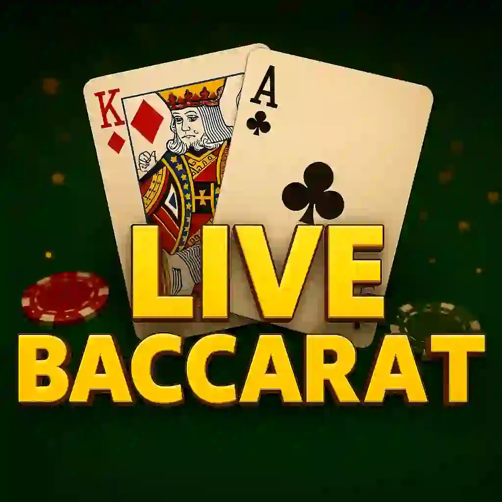 Live Baccarat online game logo by Evolution on wild-robins.co.nl